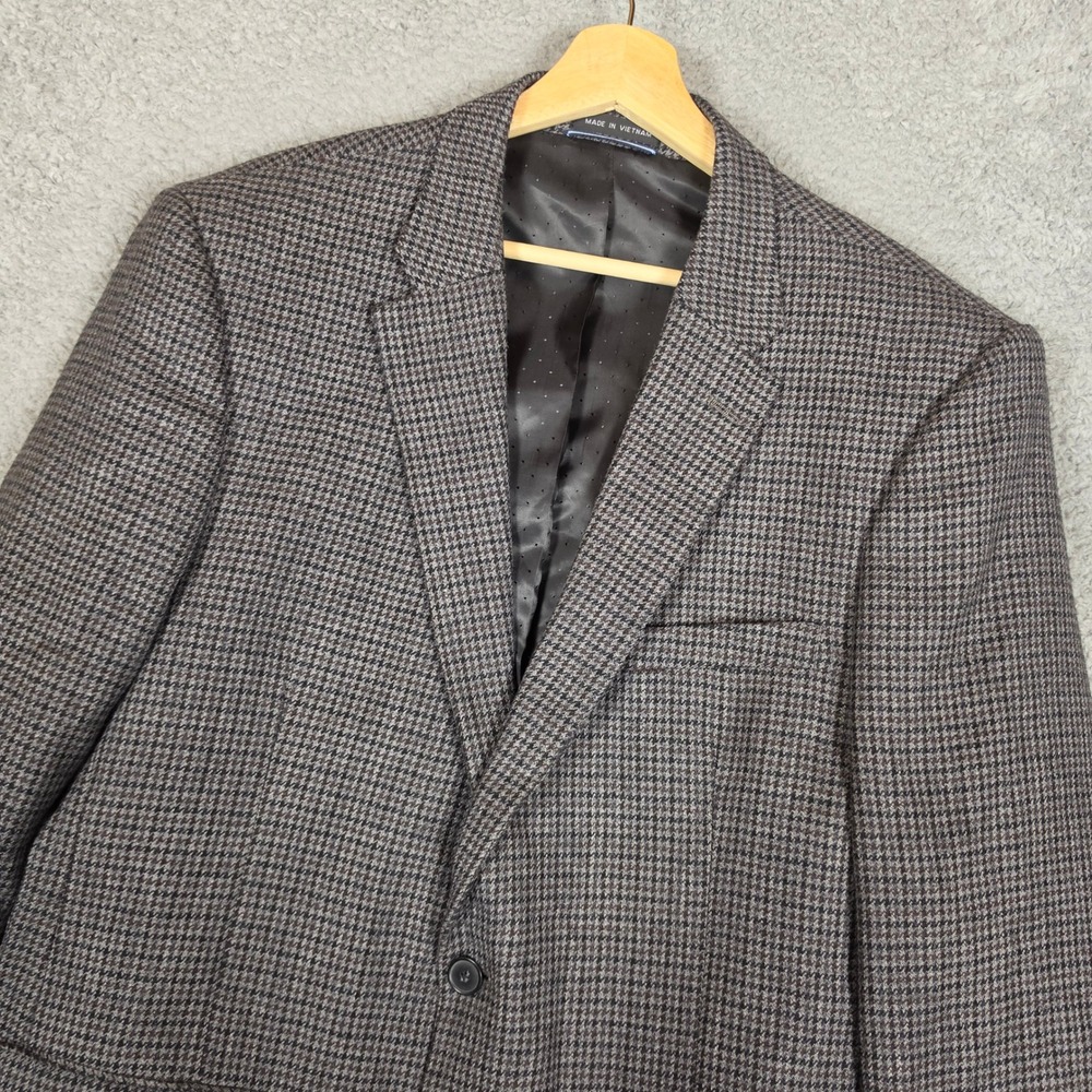 Tommy Hilfiger Blazer‎ Women Large Brown Excellent Houndstooth Two Button Jacket